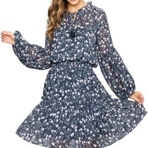 Blue Bishop Sleeve Sundress